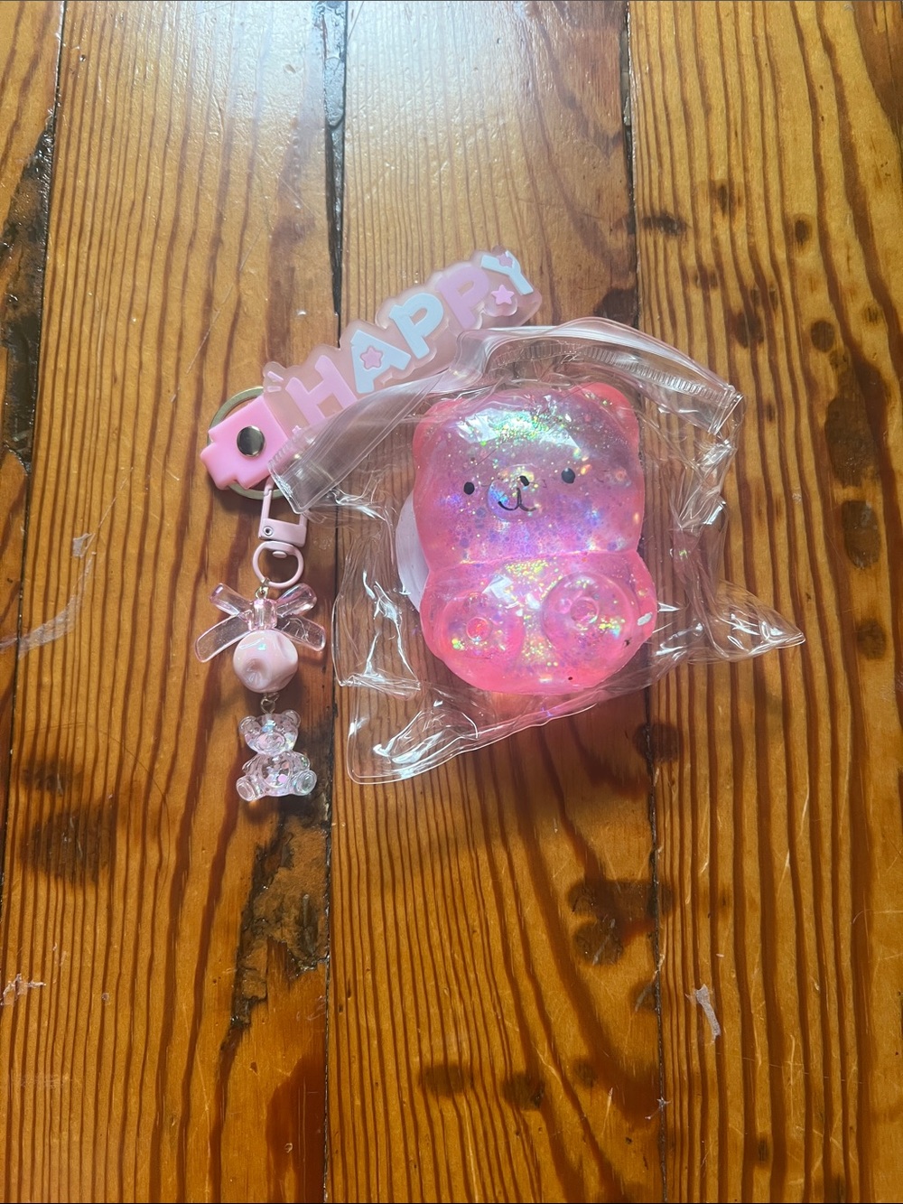 Maltose sugar bear squishy with pink cute keychains pink colored sugar squishy